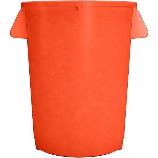 SPARTA Bronco 32 Gallon Trash Can Thick Polyethylene Bin NSF Certified Waste Container with Top Handles Bottom Handholds Reinforced Base and Stackable LLDPE 32 Gallon Orange