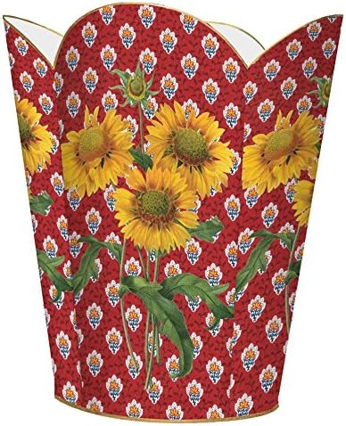 Marye-Kelley WB400-Sunflowers on Red Provencial Print Wastepaper Basket