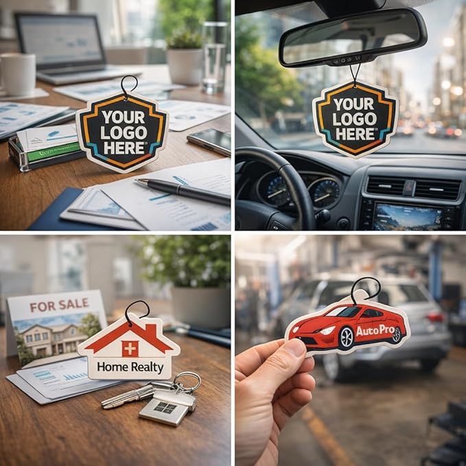 300 PCS Custom Logo Air Freshener Bulk Personalized Car Air Fresheners for Business Branding Real Estate Agents Dealerships and Events