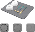 Stone Drying Mat for Kitchen Counter - 18x14 Dirt-Resistant Quick Drying Fast Absorbent Non-Slip Diatomite Mat Natural Diatomaceous Earth Dish Drying Pad for Dish Rack(Dark Grey)