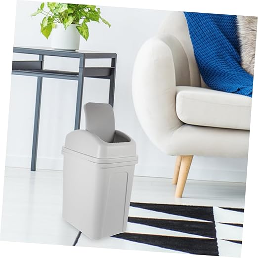 Large Capacity Trash Can with Lid Thick Plastic Kitchen Wastebasket for Home Living Room and Bathroom Easy Press Open Design for Compact Spaces