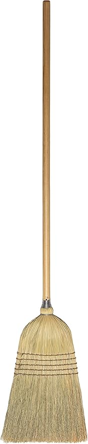 Weiler 95033 Heavy-Duty Corn Broom with Wooden Handle 5 Sews 100% Natural Corn Fill for Indoor or Outdoor Sweeping