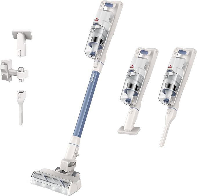 Bissell PowerClean 200W Self-Standing Cordless Vacuum w/Tangle Free Brush Roll Removeable Battery Wall Mount Upholstery Tool &amp Bright Headlights 4173