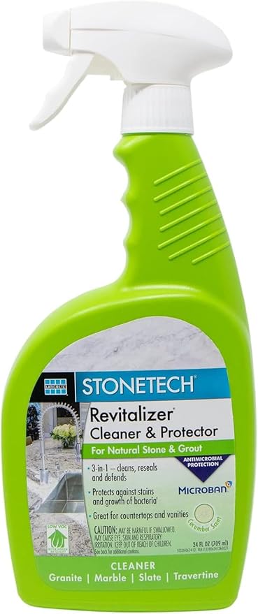 Revitalizer Cleaner &amp Protector for Stonetech Quick Cleaning Spray for Natural Stone Care on Tile Marble &amp Travertine Granite Sealer &amp Granite Countertop Cleaner Spray Cucumber Scent