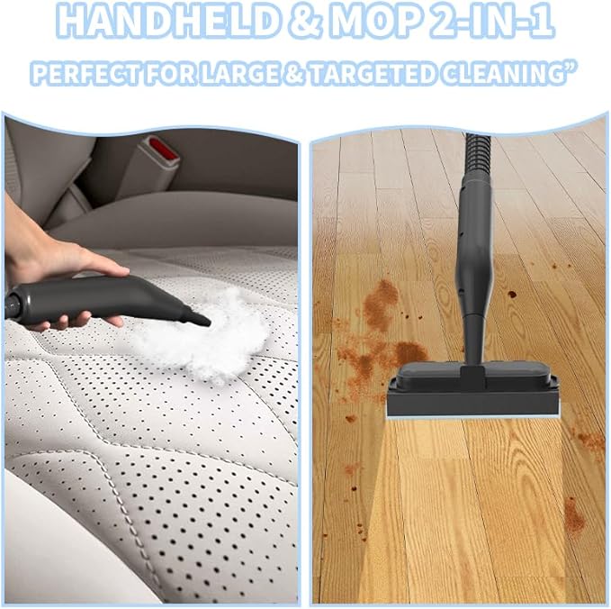Handheld Steam Cleaner for Home Pressurized Portable Handheld &amp Mop 2-in-1 Steamer for Cleaning with 10 pcs Accessories for Multi-Surface Cleaning Floors Tiles Grout Kitchen Bathroom Couch