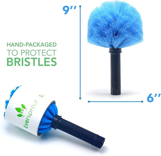 EVERSPROUT Duster 3-Pack | Hand-Packaged Cobweb Duster Microfiber Feather Duster Flexible Ceiling Fan Duster | Twists onto Standard ACME Threaded Poles (Pole Sold Separately) (Medium-Stiff Bristles)