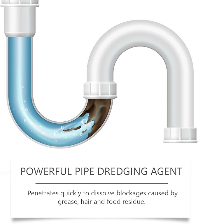 Drain Cleaner - Unclog Kitchen &amp Toilet Pipes Deep Cleaning Decontamination Agent Fresh Scent(2PCS)
