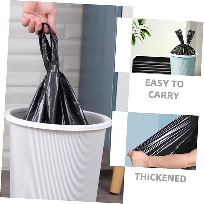 200pcs Thickened Plastic Trash Bags Strong Kitchen and Bathroom Garbage Liners Black Plastic Bags for Home Hotel Restaurant Use