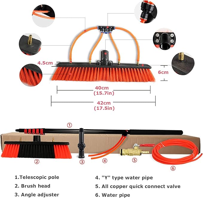 water fed pole kit window cleaning brush outdoor Telescopic Extension Pole Cleaning Kit Outdoor Window Cleaner Window Glass Photovoltaic Solar Panel Cleaning System Washing Equipment Tool Water Fed P