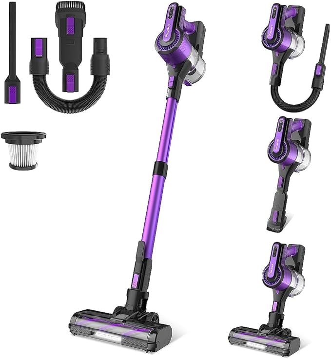 Vacuum Cleaners for Home Cordless Stick Vacuum with Powerful Suction for Pet Hair on Hardwood Floors &amp Carpets Lightweight Handheld and Portable Rechargeable Cleaner (Purple)