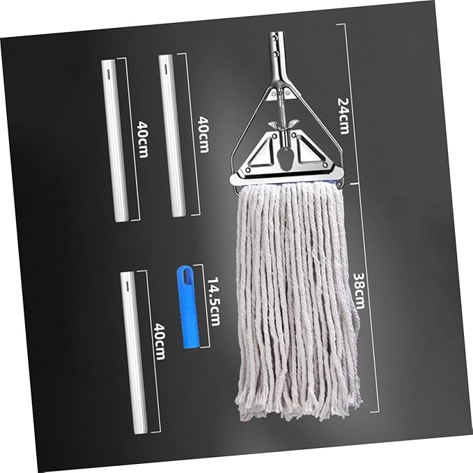 Floor Cleaning Cotton Mop Durable Wet Dry Mop with Long Handle for Hardwood Tile and Floors Excellent Absorbency and Wear Design for Easy Cleaning