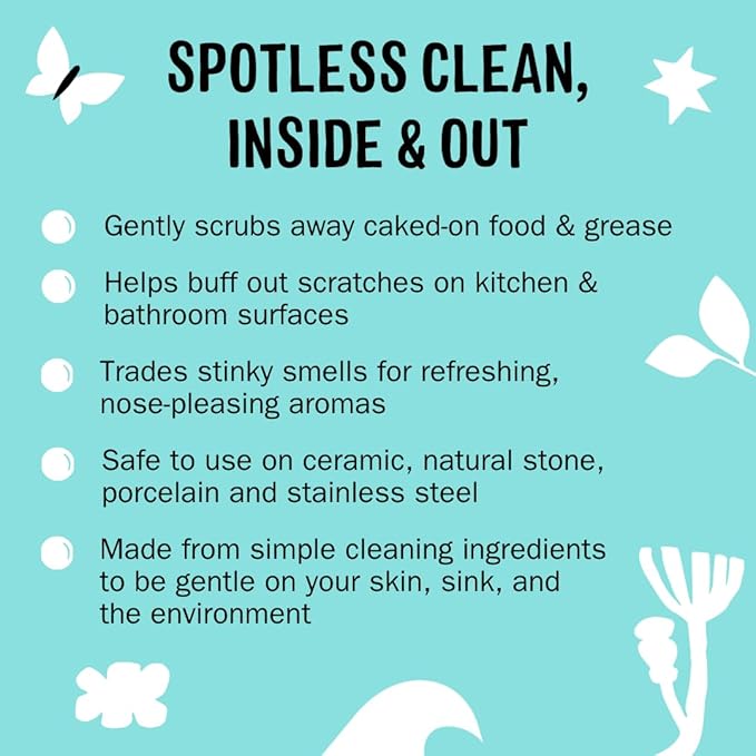 Molly's Suds Sink and All Purpose SCRUB | Gently Removes Stains Scrubs Away Grease &amp Gime Buffs out Scratches | Plant and Mineral Based | 2 Pack Beach Scent