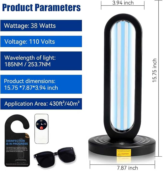 UV Ozone Sanitizer UV Light Sanitizer for Room with Remote Control Home Disinfection Device for Large Areas 15/30/60 Minutes Timer for Bedroom Kitchen Bathroom Office