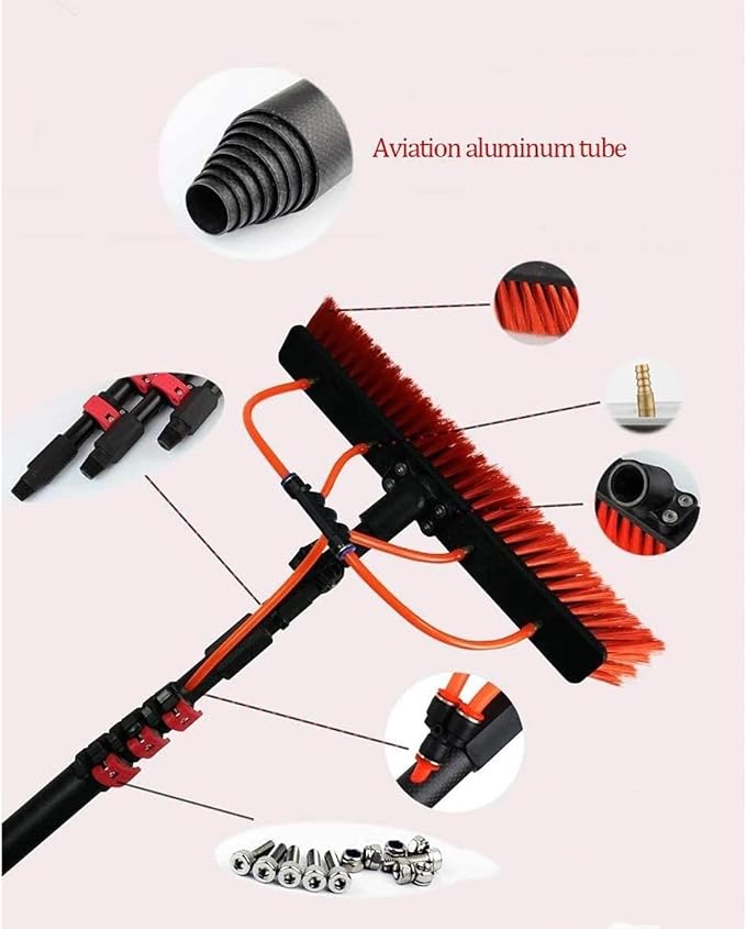 Outdoor Window Cleaning Pole 12FT-36FT Window Cleaning Pole Water Fed Telescopic Brush Extendable Cleaner Conservatory RoofCleaning Photovoltaic and Solar Panels (Size : 30FT/9m)