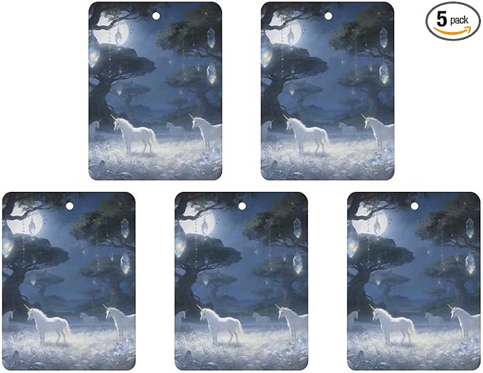 5PCS Car Air Freshener Hanging Personalized Double Sided Unicorn Habitat Car Fresheners Long Lasting New Cars Scents Cute Automotive Freshies for Closets Drawers (tea)