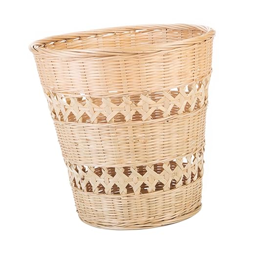 GLEAVI Rustic Woven Wastebasket Multi Purpose Storage Basket Trash Can for Bedroom and Living Decorative Pastoral Style Organizer