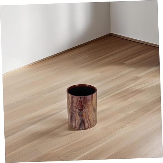 Wood Pattern Trash Can Vintage Style Wastebasket Without Lid for Kitchen Bathroom Home Office