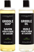 CARON &amp DOUCET - 100% Plant-Based Griddle Cleaning Set: Seasoning Oil &amp Soap for Washing Restoring &amp Seasoning Griddles!