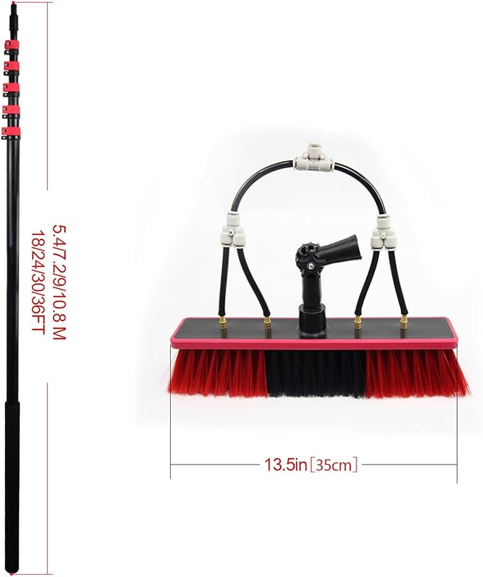 Extendable Window Cleaning Kit Telescopic Pole for Cleaning Glass Aluminum Alloy Solar Panel Cleaning Tool Water Fed Pole Kit Conservatory Washing Equipment Cleaning Conservatory Roof(19.7FT)