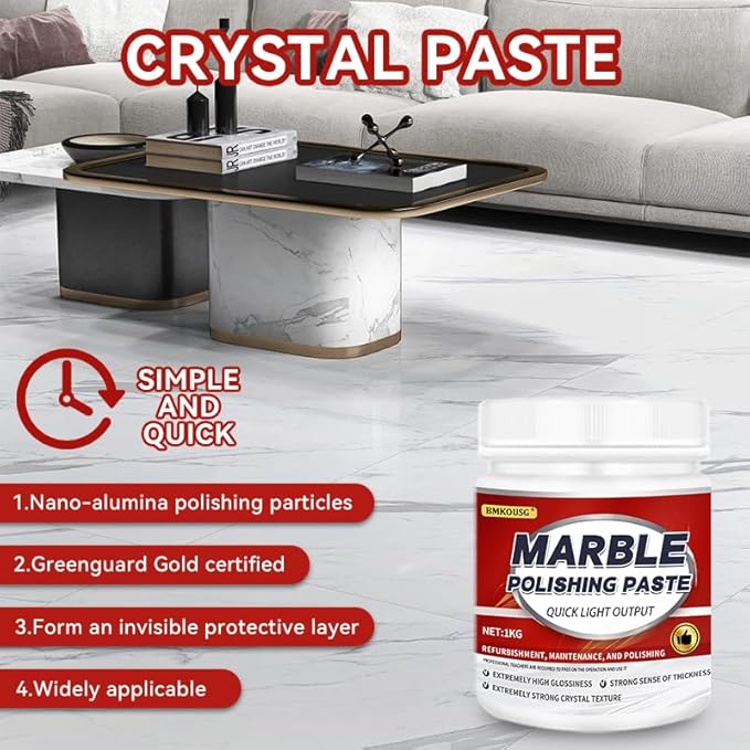 Granite Polishing Paste Marble Cleaner Countertop Quartz Polish Granite Polishing Kit | Marble Cleaner and Polish - Enhances Shine &amp Maintenance Safe for Stone Surfaces 2.2LB (2 - PCS)