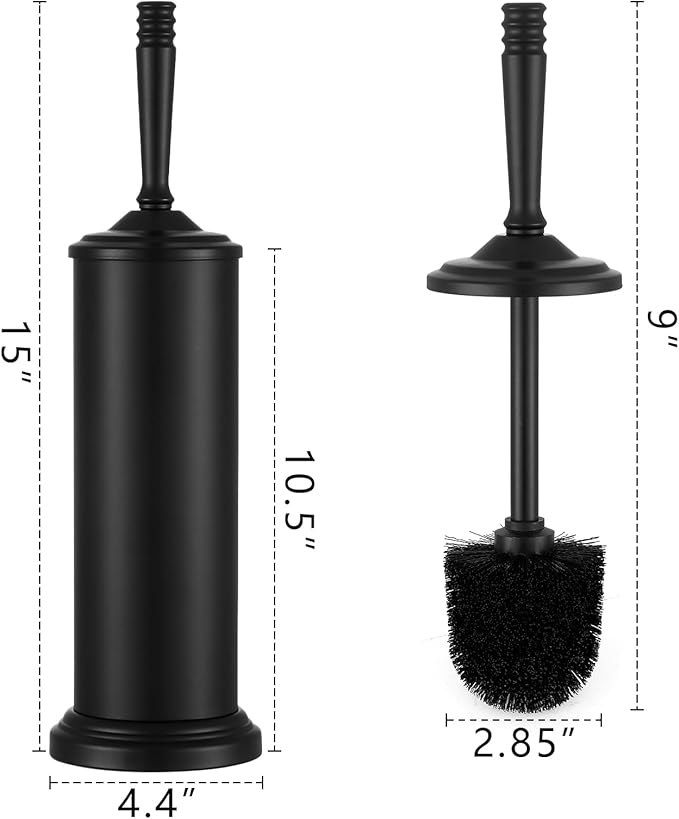 Black Toilet Brush and Holder Set Stainless Steel Toilet Brush for BathroomHeavy Duty Black Toilet Bowl Brush and HolderDeep Cleaning Modern Toilet Cleaner Brush -Space Saving Covered Brush