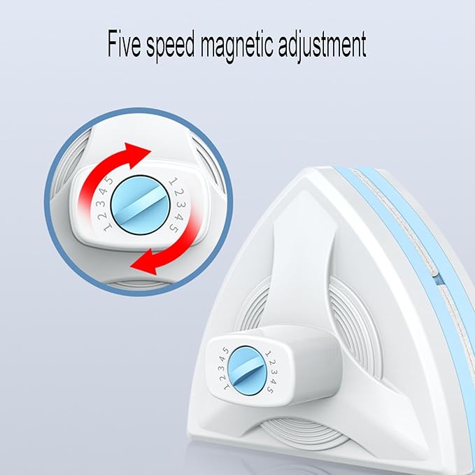 Double-Sided Glass Window Cleaner Five-Speed Magnetic Adjustment Anti-Pinch Hand Design Removable Cleaning Cotton Sheet Suitable for High-Rise Window Cleaning