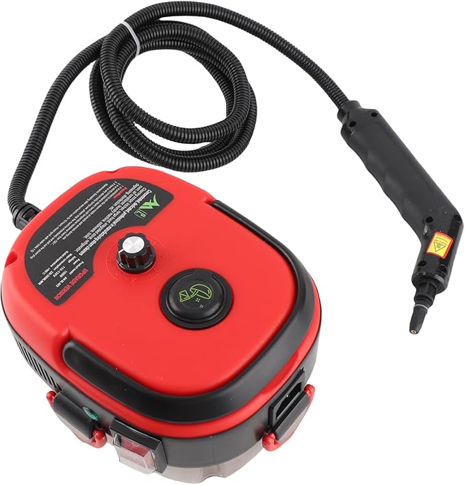 1500W Portable Handheld Steam Cleaner - 105℃ High Temperature Deep Cleaning with Removable Tank and 3 Brushes for Kitchen Bathroom Car Windows (US plug)