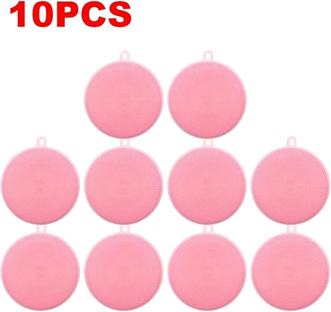 10-1PCS Silicone Cleaning Brushes Soft Silicone Scouring Pad Washing Sponge Dish Bowl Pot Cleaner Washing Tool Kitchen Accessori(10 pcs)