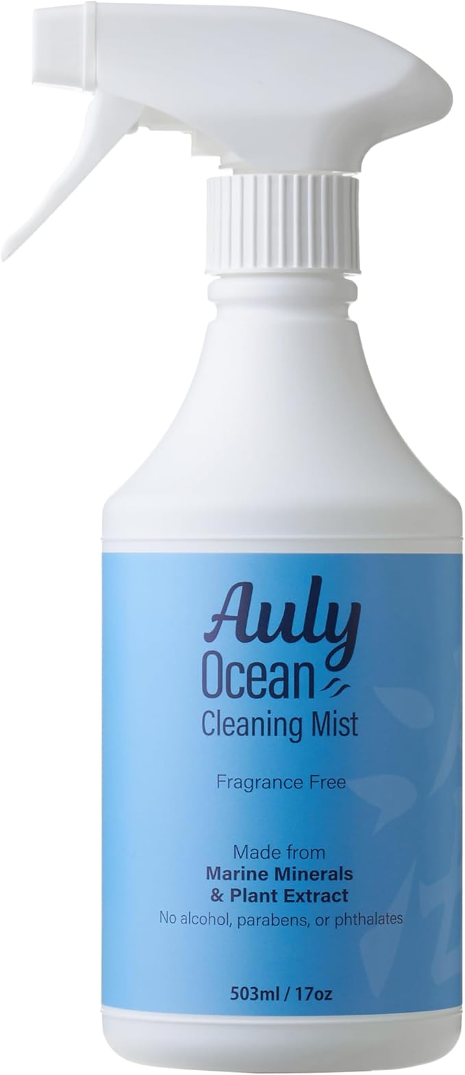 Auly Ocean Multi-Surface Cleaner Spray - Marine Mineral Solution for Grease &amp Grime - No Rinse Needed Daily Household Cleaner for Kitchens &amp High Chairs (17 Fl Oz)
