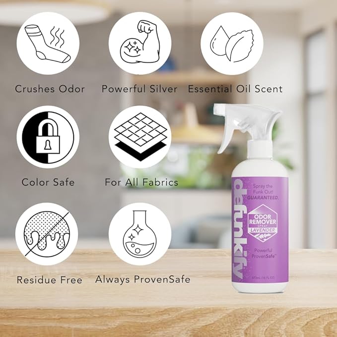 Get Messy Bundle- 2Pk 'Lavender' Essential Oil Odor Eliminator Deodorizer &amp 2Pk 'Citrus' Multi-Surface Cleaning Spray for Bathrooms Kitchens Floor - Stone &amp Marble
