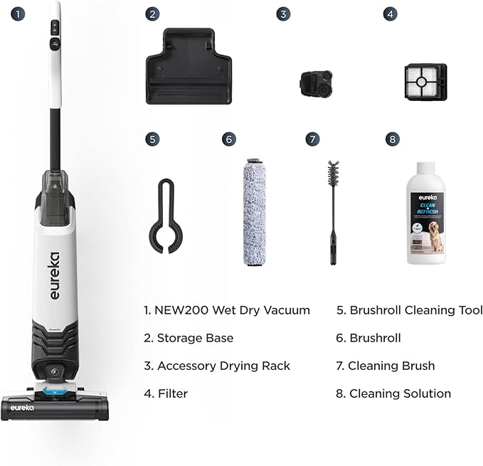 Eureka All in One Wet Dry Vacuum Cleaner and Mop for Multi-Surface Lightweight Self-Cleaning System for Hard Floors and Area Rugs 2-in-1 Corded