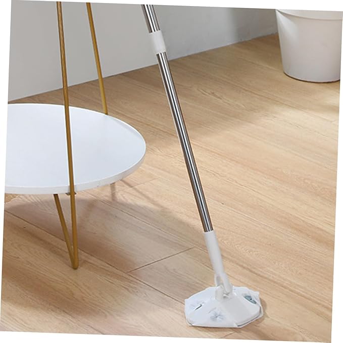 Rotatable Dust Mop with Retractable Handle No Washing Handheld Cleaning Mop for Home Floor and Wall Dust Removal White Triangular Microfiber Cloth for Household Use