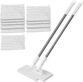 2Pcs Disposables Dust Mops with 20 Reusable Cloths - Automatic Cloth Changing Lazy Mops | 360° Rotatable Face Towel Cleaning | Portable Detachable Press Clamp Wipes Cleaner for Floor Bathroom Kitchen