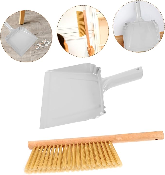 DOITOOL 1 Set Broom Bucket Pet Hair Removal Broom Sofa Duster Hand Broom with Wooden Handle Bed Sheet Brush