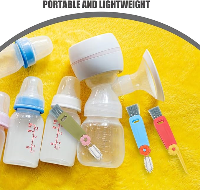 9pcs Bottle Cleaning Brush Set with Small Flower Petal Design Lightweight Bottle Scrubber and Water Cup Brush for Feeding Portable for Home and Travel Use