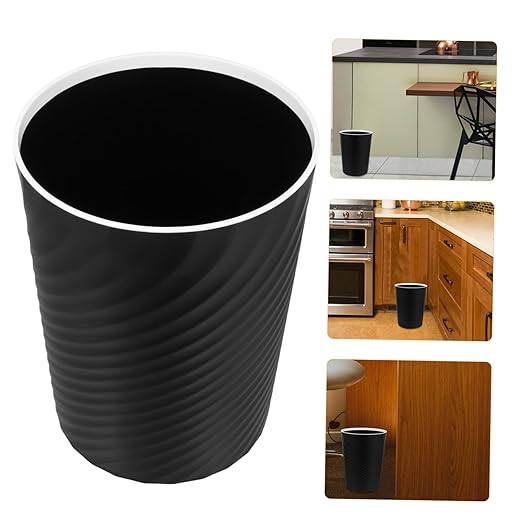 STOBOK 2pcs Small Trash Bin Ribbed Pattern Wastebasket for Bathroom Office Kitchen Compact Rubbish Basket Effortless Space-Saving Design