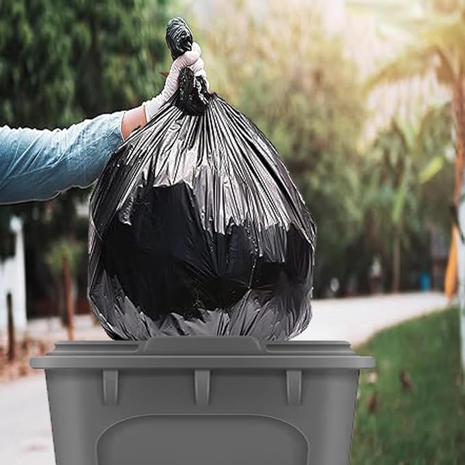 30 Gallon Trash Bags 250 Count Black Garbage bags Multi-purpose Trash Can Bin Liners for Bathroom Office Industrial Commercial Janitorial Municipal Recycling