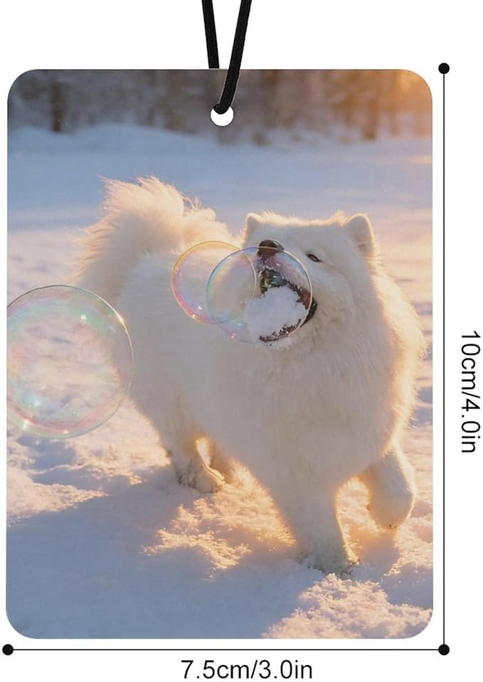 5PCS Car Air Freshener Hanging Personalized Double Sided Snowy Samoyed Car Fresheners Long Lasting New Cars Scents Cute Automotive Freshies for Closets Drawers (tea)