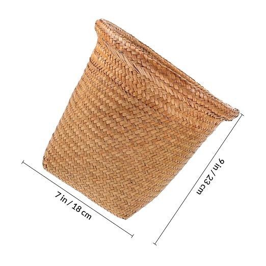 GLEAVI 1pc Straw Woven Wastebasket Seagrass Rubbish Container for and Rustproof Stylish Decorative Storage