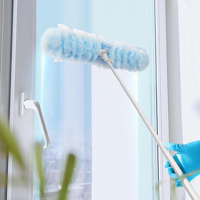 6 ft Extendable Duster Handle with 20 Refills Compatible with Swiffer Disposable Microfiber Dusting Pads for Home Cleaning Ceiling Fan Window Hard-to-Reach Areas