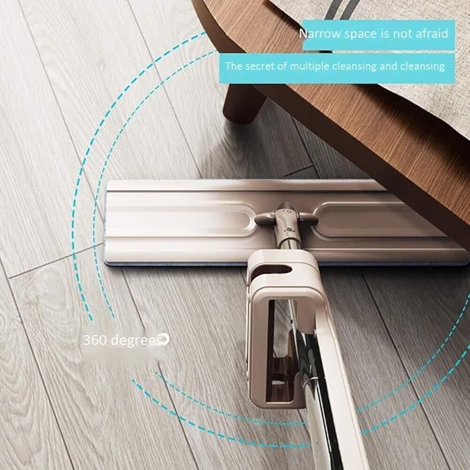 Professional Flat Floor Mop with 180° Rotation Automatic Reset Wet &amp Dry Cleaning for Wood Tile Laminate Floors – Stainless Steel Microfiber Cloth