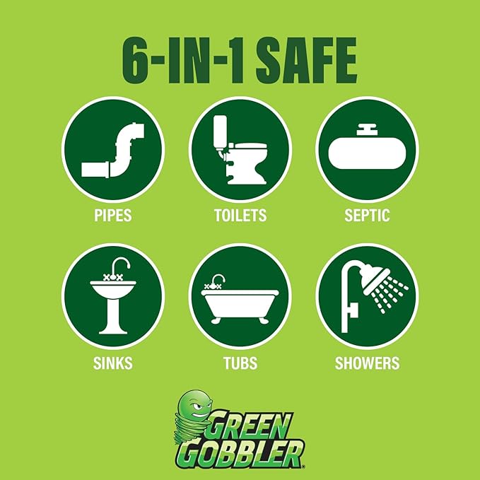 Green Gobbler Drain Clog Remover &amp Drain Cleaner Powder 20+ Treatments Maintenance Breaks Down Grease Paper Fat &amp Oil Septic Safe