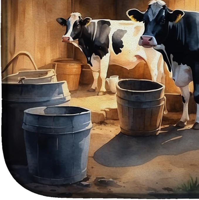 Caroline's Treasures Cows Evening Milking Time Dish Drying Mat Absorbent Dish Drying Mat Pad for Kitchen Counter Dish Drainer Mat for Countertop 14 x 21 Multicolor