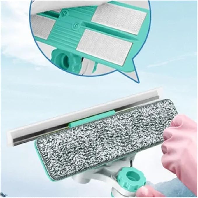 Compatible For Extendable Window Glass Cleaning Household Tool Building Retractable Pole Washing Brush Dry Wet Scraper Wiper