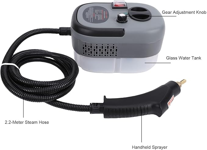 Handheld Pressurized Steam Cleaner 2500W High Temp Multi Surface Portable Steamer Machine with 1200ML Tank for Kitchen Furniture Car Home (US Plug 110V)
