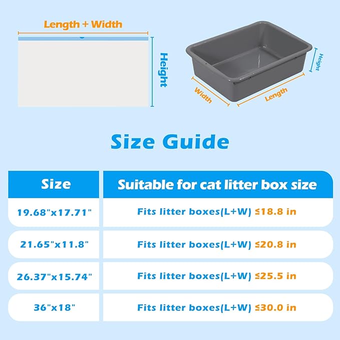 Cat Litter Bags 60 Count 26.37x15.74 Drawstring Close Litter Box Liners for Automatic Litter BoxThick Cat Poop BagsEasy to CleanHeavy Duty Robot Bag for Self-Cleaning Box