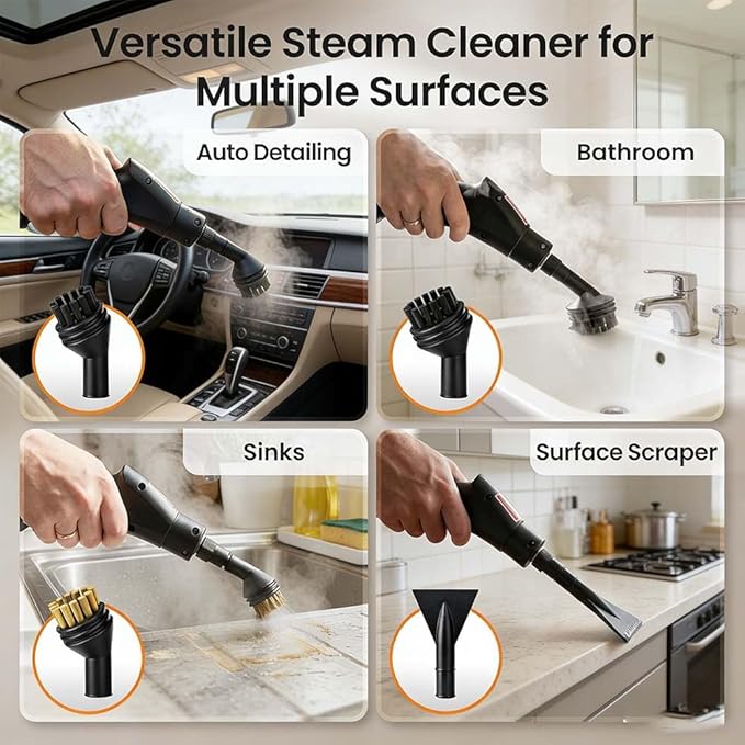2500W Handheld Steam Cleaner High Pressure Steam Cleaner for Car &amp Home Portable Steam Cleaner for Walls Tile Grout &amp Furniture 6-Level Control with 40.6oz Tank