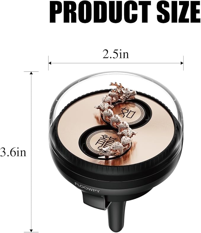 Car Air Freshener with Moving Dragon - 3 Fragrance Pads Wind-Powered Air Vent Diffuser Moving Dragon Design Car Freshener Vent Clip