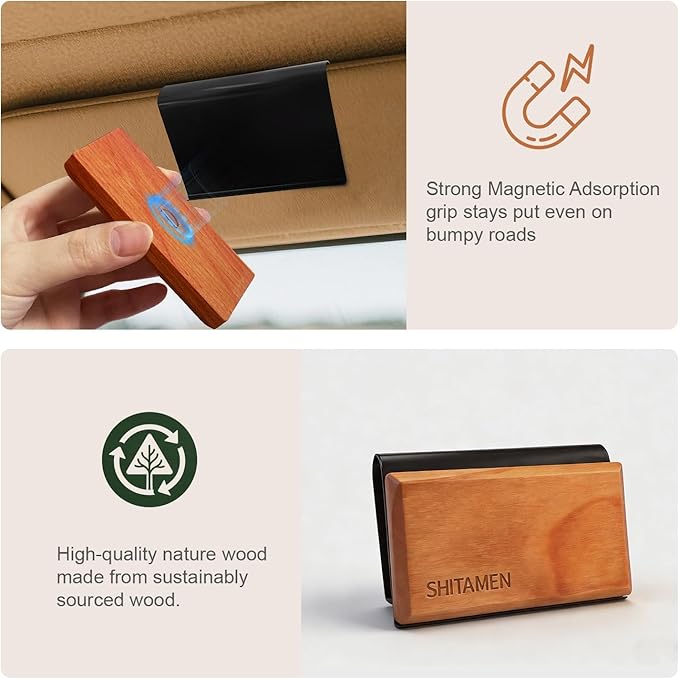 Car Air Freshener Wood Air Freshener Car Odor Eliminator for Visor Clip Variety Pack- CLIP INCLUDED (Amber-Grove-Pine-Honey Peach)