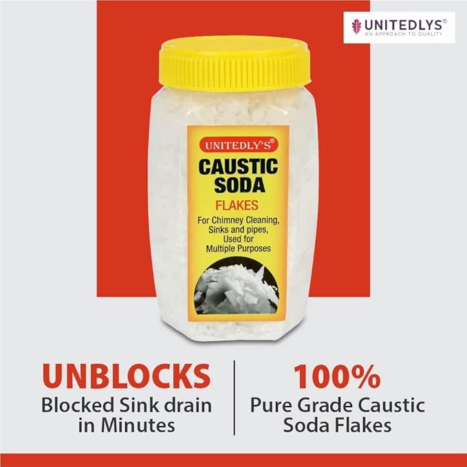 Caustic Soda Drainage Block Remover 350g with Gloves | Chimney Drain &amp Sink Cleaner | Fast-Acting Non-Toxic &amp Odorless Drain Cleaner Flakes | Swift Pipe Cleaner